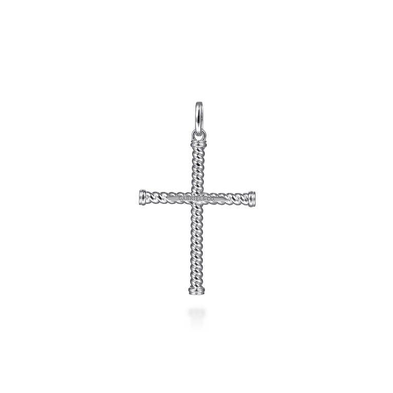 925 Sterling Silver Twisted Rope Cross Pendant - Shot 2