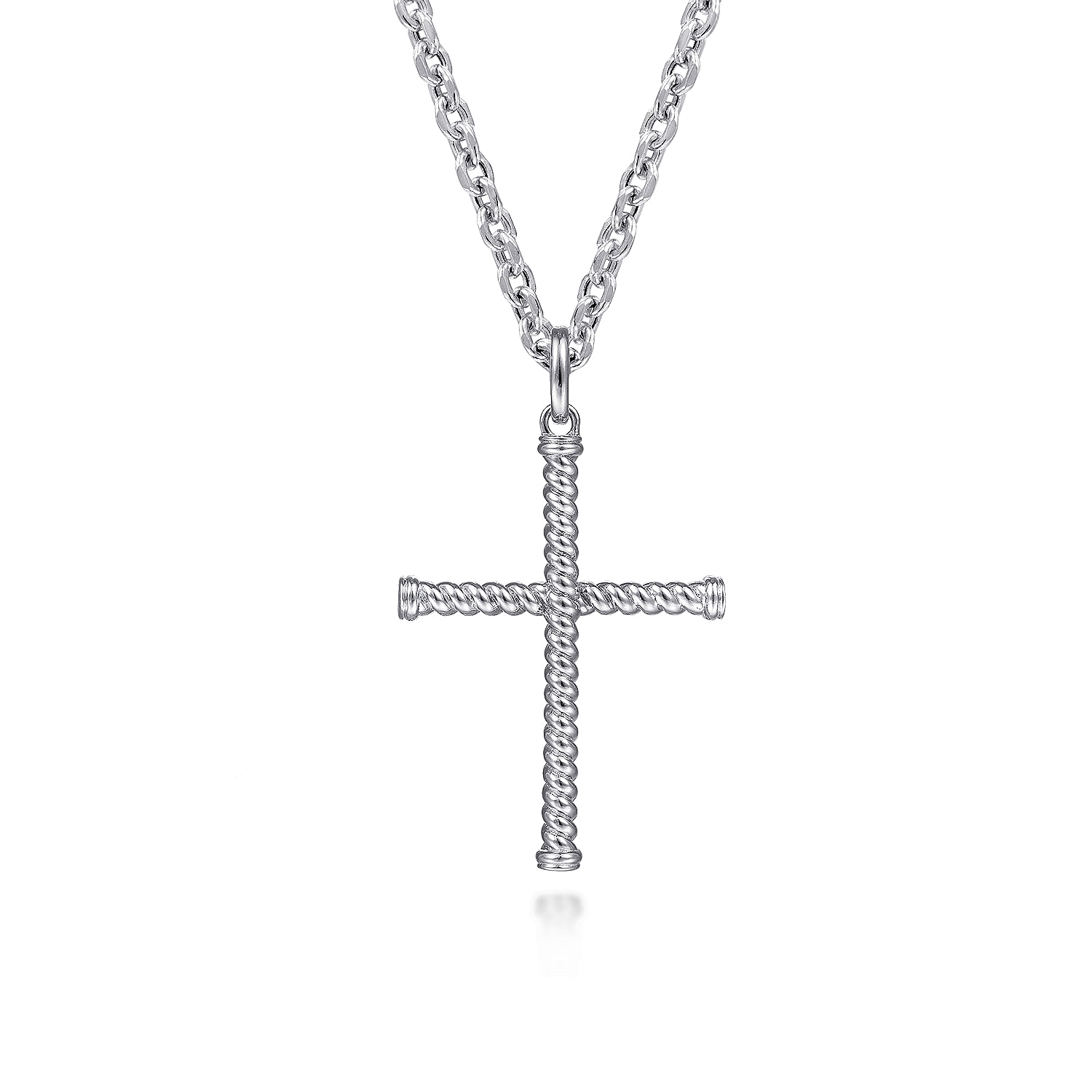925 Sterling Silver Twisted Rope Cross Pendant - Shot 3