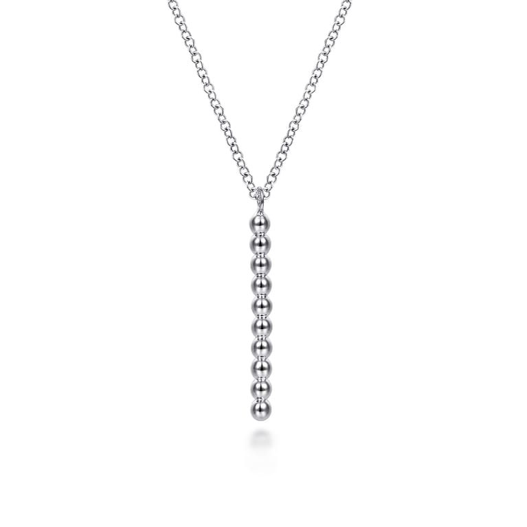 925 Sterling Silver Vertical Bar Bujukan bead Necklace - Shot 1