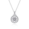 925 Sterling Silver Vintage Diamond Filigree Pendant Necklace - 0.1 ct