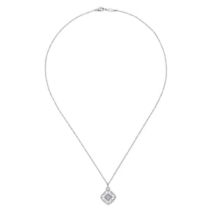 925 Sterling Silver Vintage Diamond Pendant Necklace