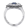 925 Sterling Silver Vintage Inspired Oval Blue and White Sapphire Ring