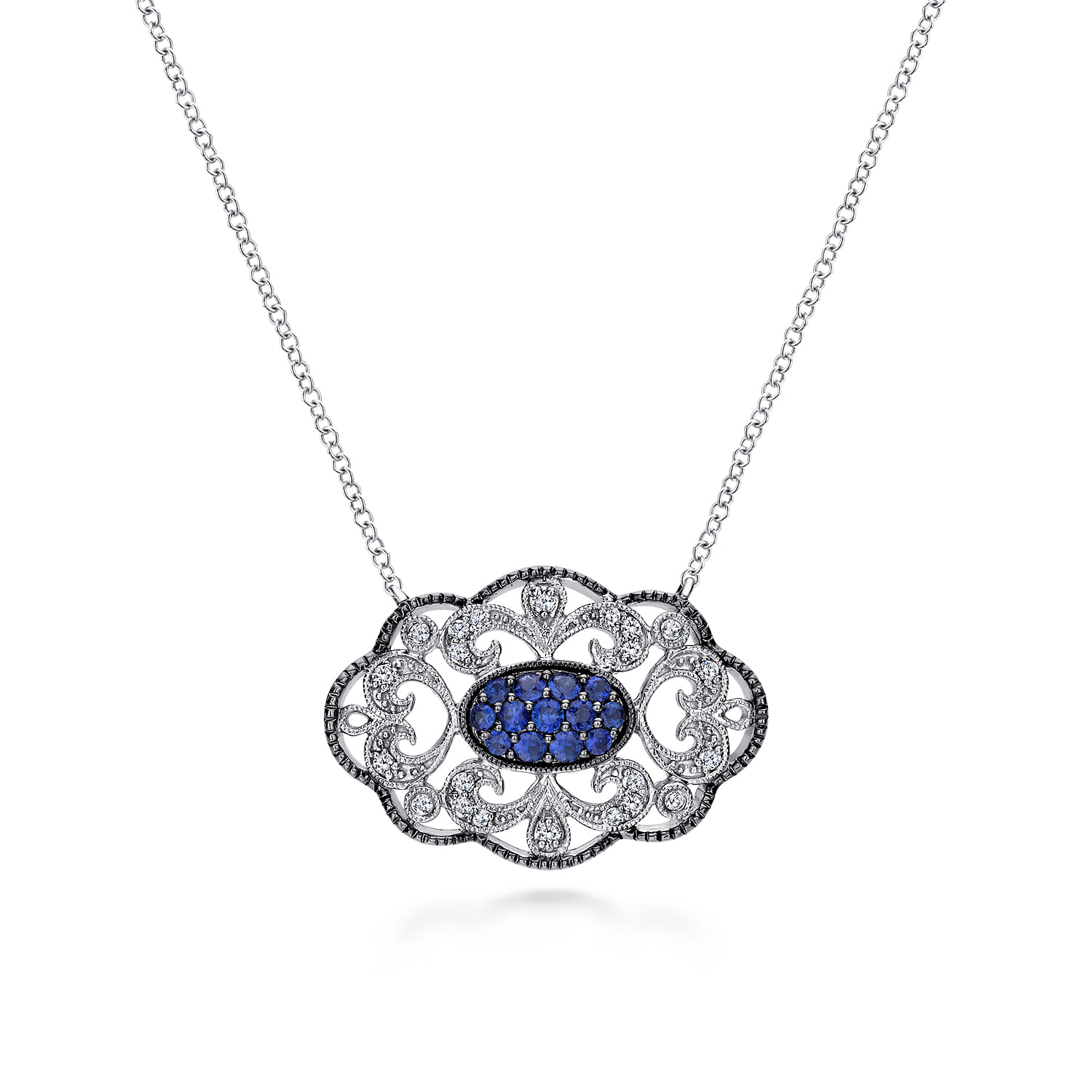 925-Sterling-Silver-Vintage-Openwork-Filigree-Sapphire-Pendant-Necklace1