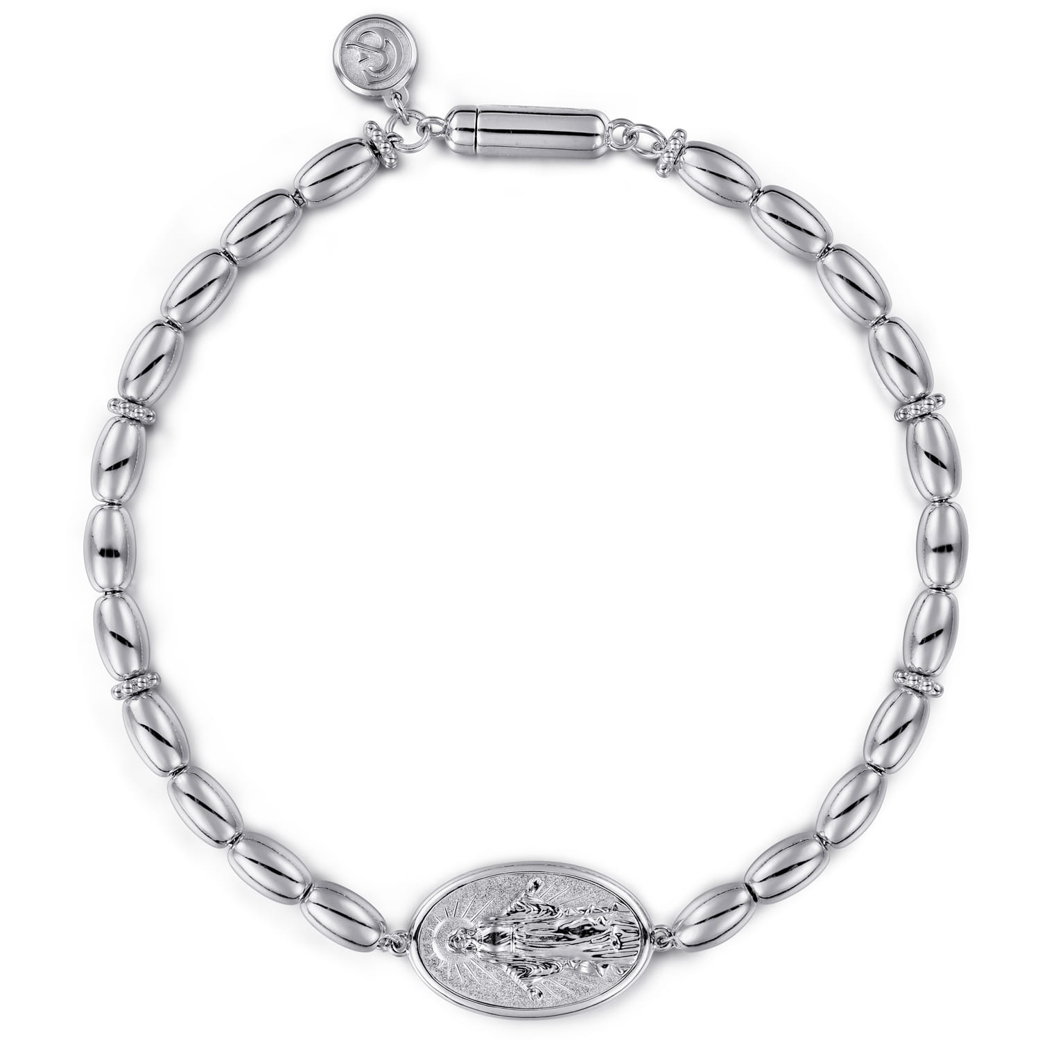 925 Sterling Silver Virgin Mary Beaded Bracelet - Shot 1