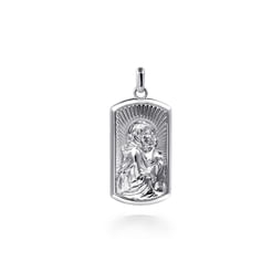 925 Sterling Silver Virgin Mary & Jesus Men's Pendant