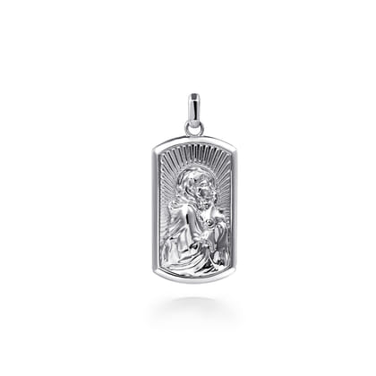 925 Sterling Silver Virgin Mary  Jesus Men's Pendant