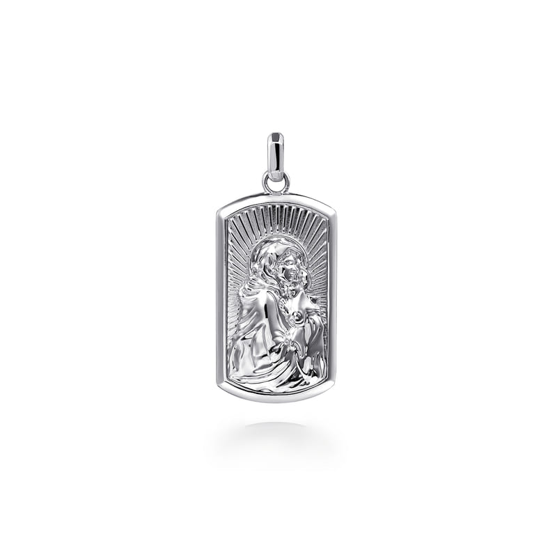 925 Sterling Silver Virgin Mary  Jesus Men's Pendant - Shot 1