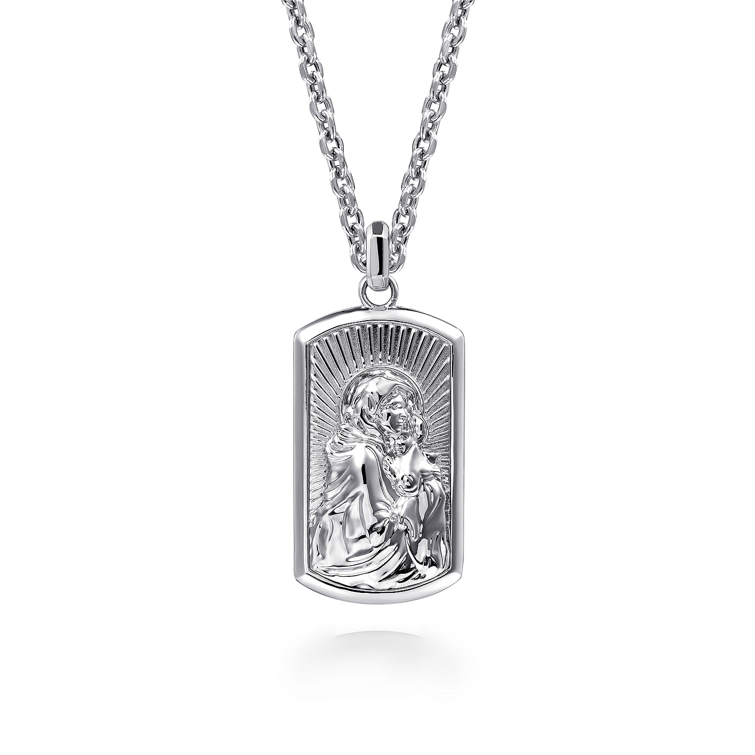 925 Sterling Silver Virgin Mary  Jesus Men's Pendant - Shot 3