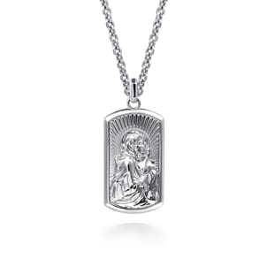 925 Sterling Silver Virgin Mary  Jesus Men's Pendant