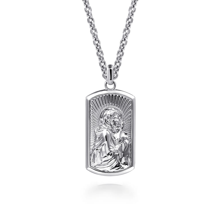 925 Sterling Silver Virgin Mary  Jesus Men's Pendant - Shot 3