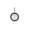 925 Sterling Silver White Mother Pearl and Black Spinel Bujukan Medallion Pendant in size 24mm With Detachable Bail