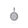 925 Sterling Silver White Mother Pearl and Black Spinel Bujukan Medallion Pendant in size 24mm With Detachable Bail