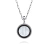 925 Sterling Silver White Mother Pearl and Black SpinelBujukan Medallion Pendant in size 24mm With Detachable Bail