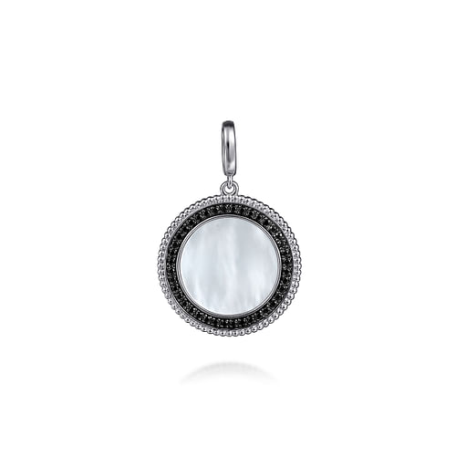 925 Sterling Silver White Mother Pearl and Black SpinelBujukan Medallion  Pendant in size 24mm | Shop 925 Silver Bujukan Pendants | Gabriel & Co