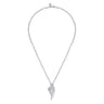 925 Sterling Silver White Sapphire Angel Wing Pendant Necklace