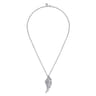 925 Sterling Silver White Sapphire Angel Wing Pendant Necklace