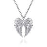 925 Sterling Silver White Sapphire Angel Wing Pendant Necklace