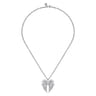 925 Sterling Silver White Sapphire Angel Wing Pendant Necklace