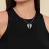 925 Sterling Silver White Sapphire Angel Wing Pendant Necklace
