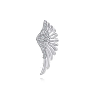 925 Sterling Silver White Sapphire Angel Wing Pin