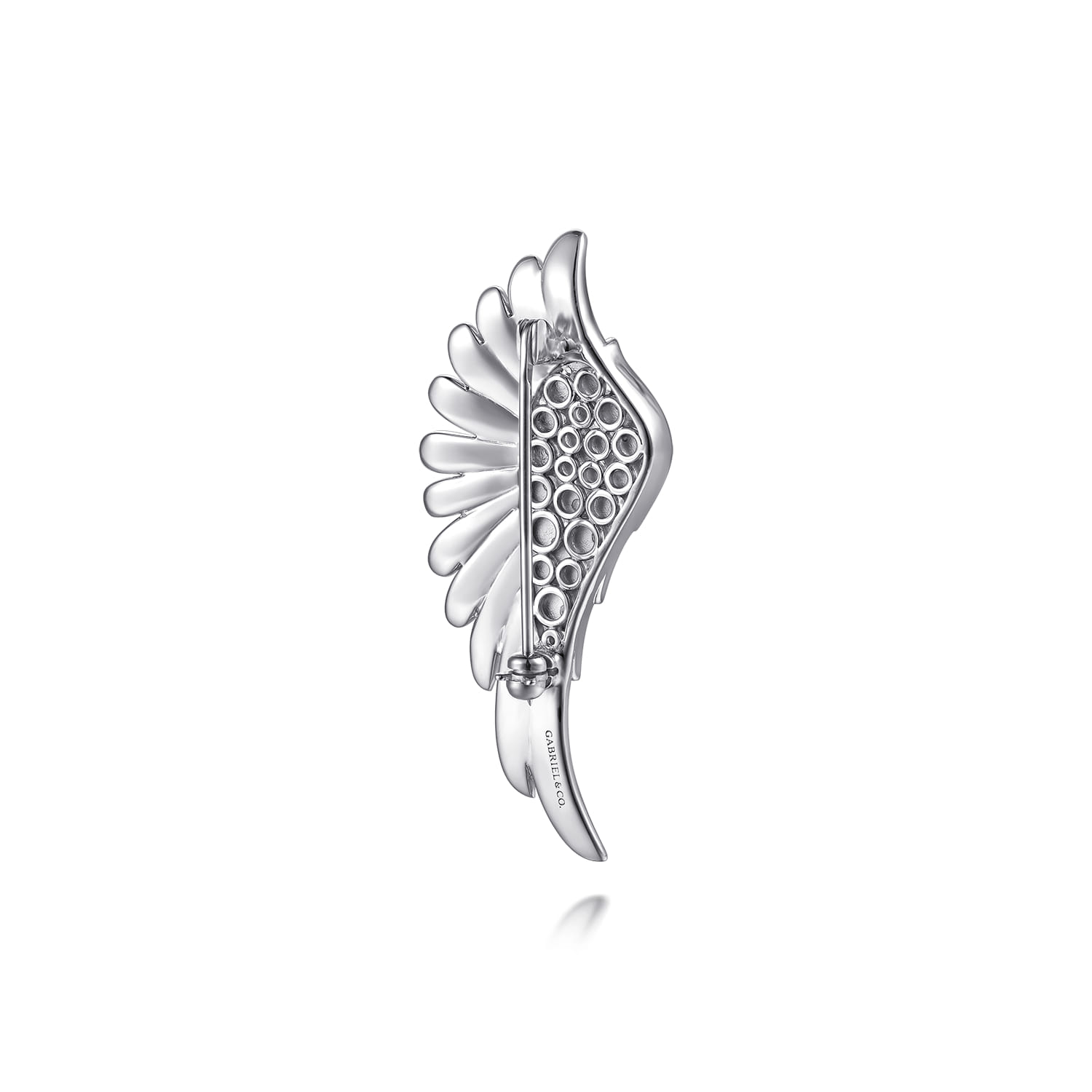 925 Sterling Silver White Sapphire Angel Wing Pin - Shot 2