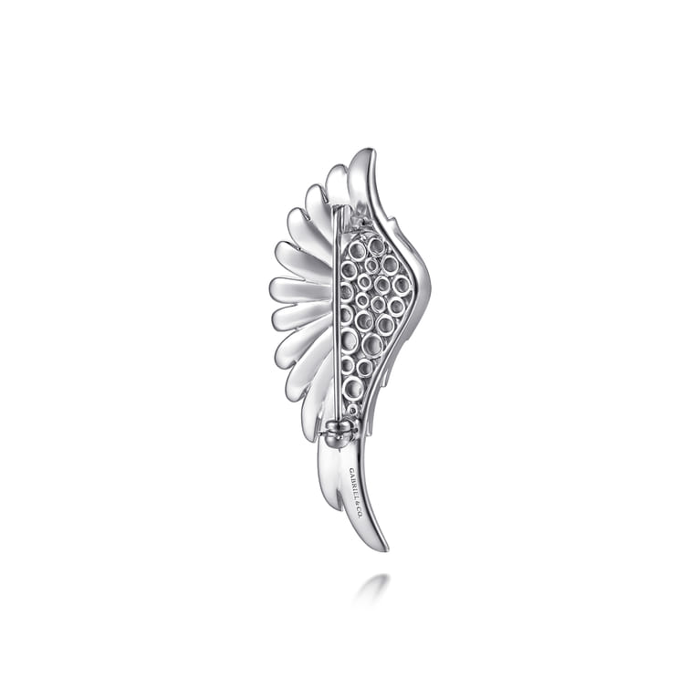 925 Sterling Silver White Sapphire Angel Wing Pin - Shot 2