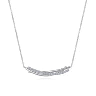 925 Sterling Silver White Sapphire Bar Necklace