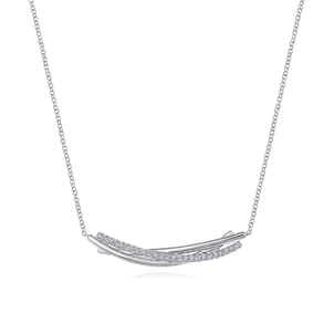 925 Sterling Silver White Sapphire Bar Necklace