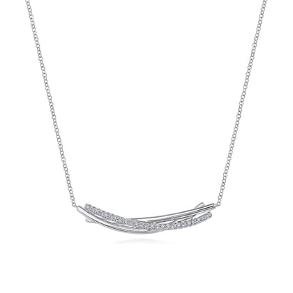 925 Sterling Silver White Sapphire Bar Necklace