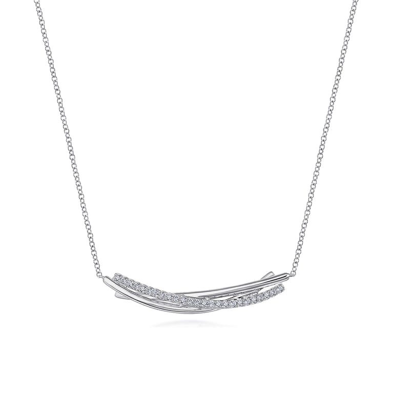 925 Sterling Silver White Sapphire Bar Necklace - Shot 1
