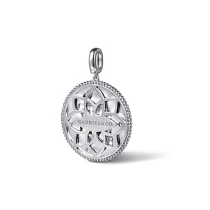 925 Sterling Silver White Sapphire Bujukan Aquarius Medallion Pendant With Detachable Bail