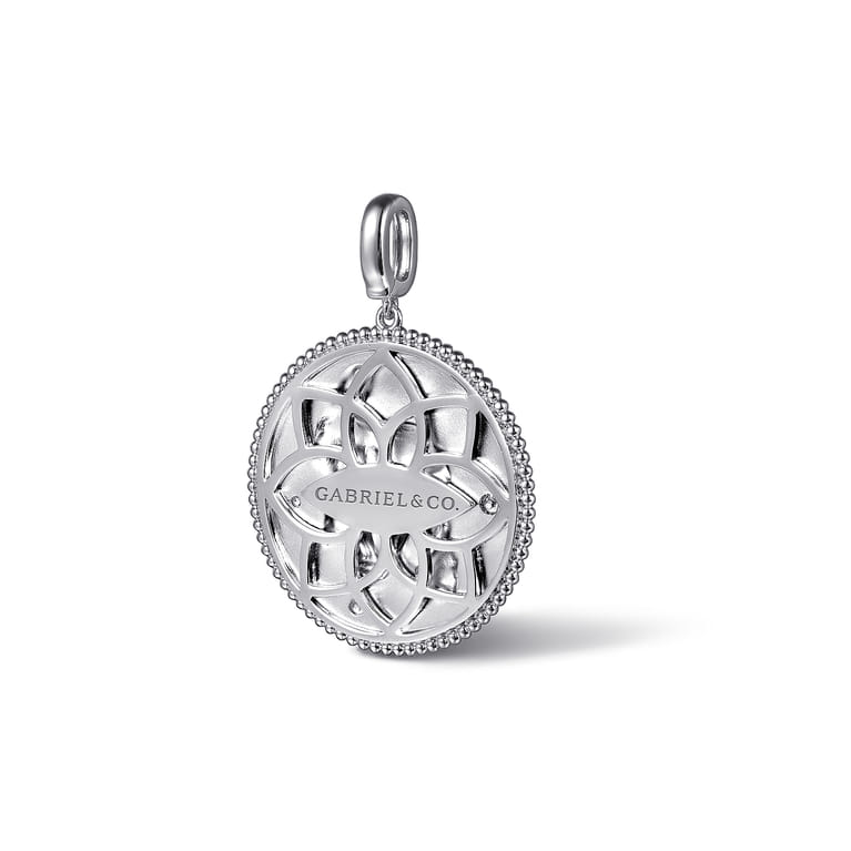 925 Sterling Silver White Sapphire Bujukan Aquarius Medallion Pendant With Detachable Bail - Shot 2