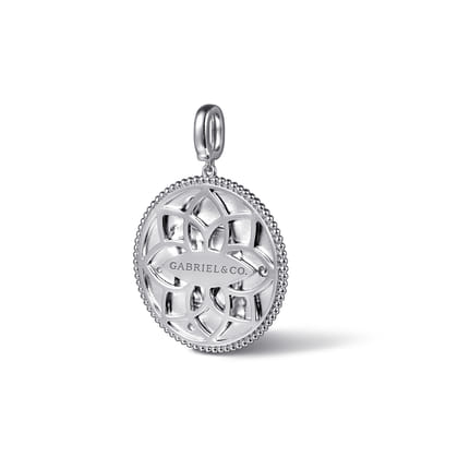 925 Sterling Silver White Sapphire Bujukan Aquarius Medallion Pendant with Detachable Bail