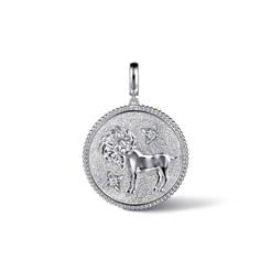 925 Sterling Silver White Sapphire Bujukan Aries Medallion Pendant With Detachable Bail