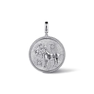 925 Sterling Silver White Sapphire Bujukan Aries Medallion Pendant With Detachable Bail