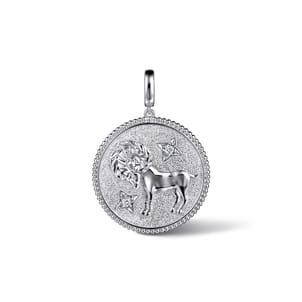 925 Sterling Silver White Sapphire Bujukan Aries Medallion Pendant With Detachable Bail