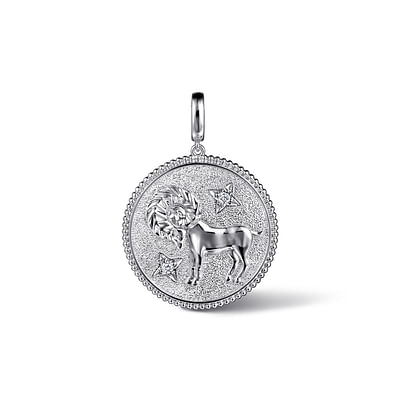 925 Sterling Silver White Sapphire Bujukan Aries Medallion Pendant With Detachable Bail