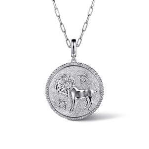 925 Sterling Silver White Sapphire Bujukan Aries Medallion Pendant With Detachable Bail