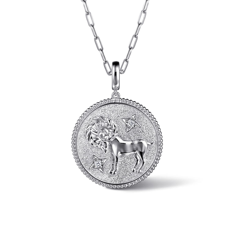 925 Sterling Silver White Sapphire Bujukan Aries Medallion Pendant With Detachable Bail - Shot 3