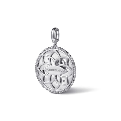 925 Sterling Silver White Sapphire Bujukan Aries Medallion Pendant with Detachable Bail