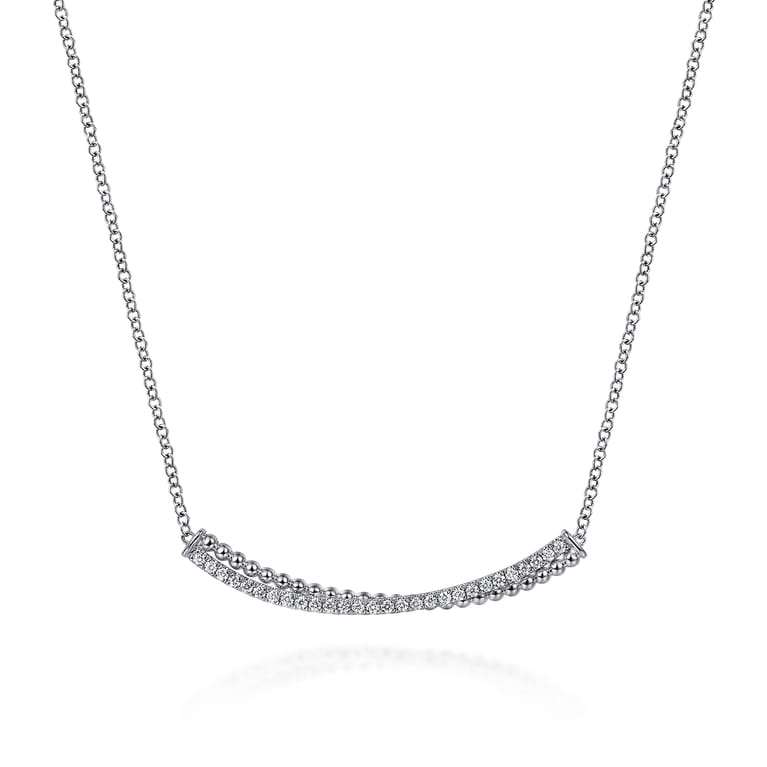 925 Sterling Silver White Sapphire Bujukan Bar Necklace - Shot 1