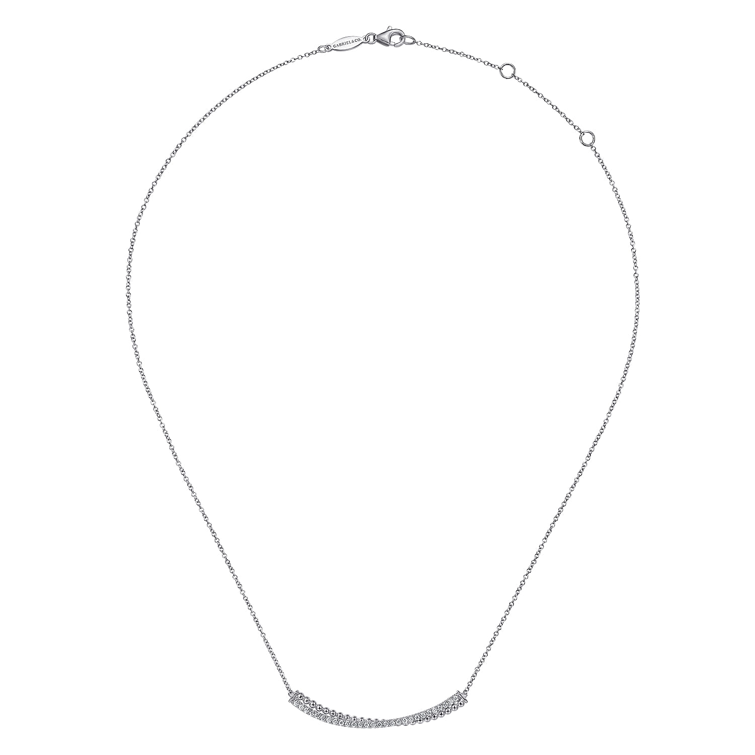925 Sterling Silver White Sapphire Bujukan Bar Necklace - Shot 2