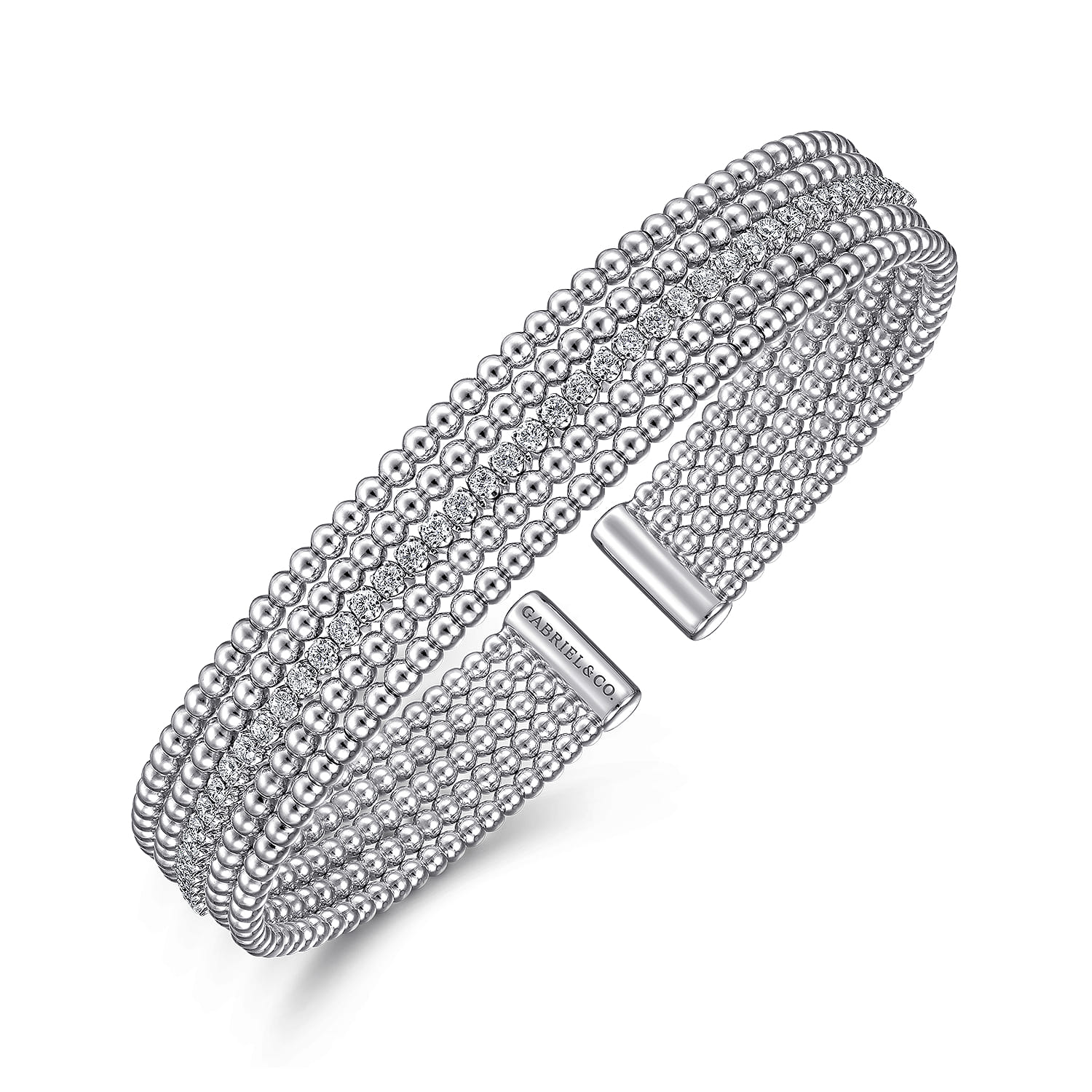 925 Sterling Silver White Sapphire Bujukan Bead Cuff Bracelet - Shot 2