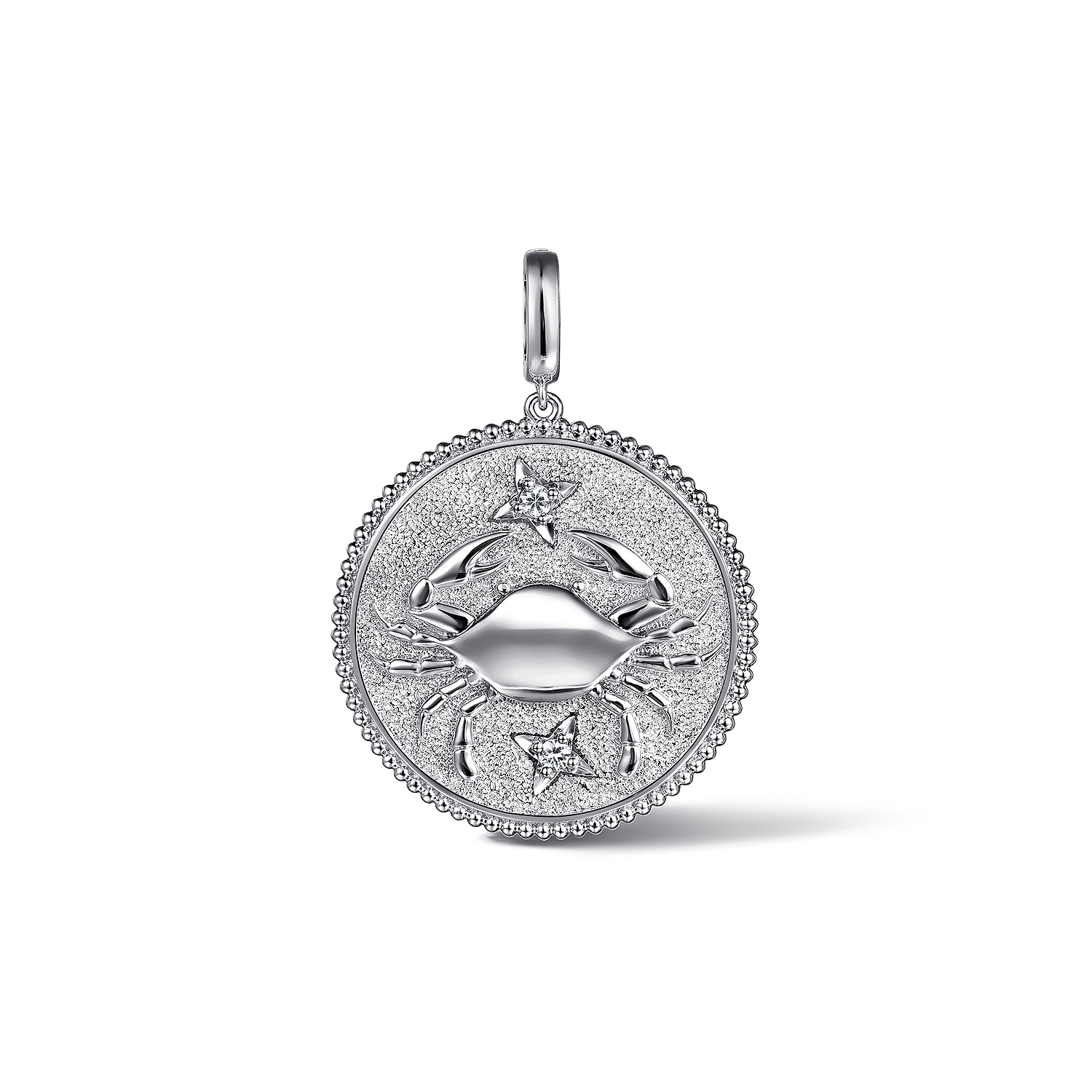 925 Sterling Silver White Sapphire Bujukan Cancer Medallion Pendant With Detachable Bail