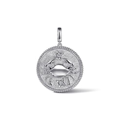 925 Sterling Silver White Sapphire Bujukan Cancer Medallion Pendant With Detachable Bail
