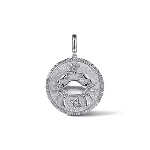 925 Sterling Silver White Sapphire Bujukan Cancer Medallion Pendant With Detachable Bail