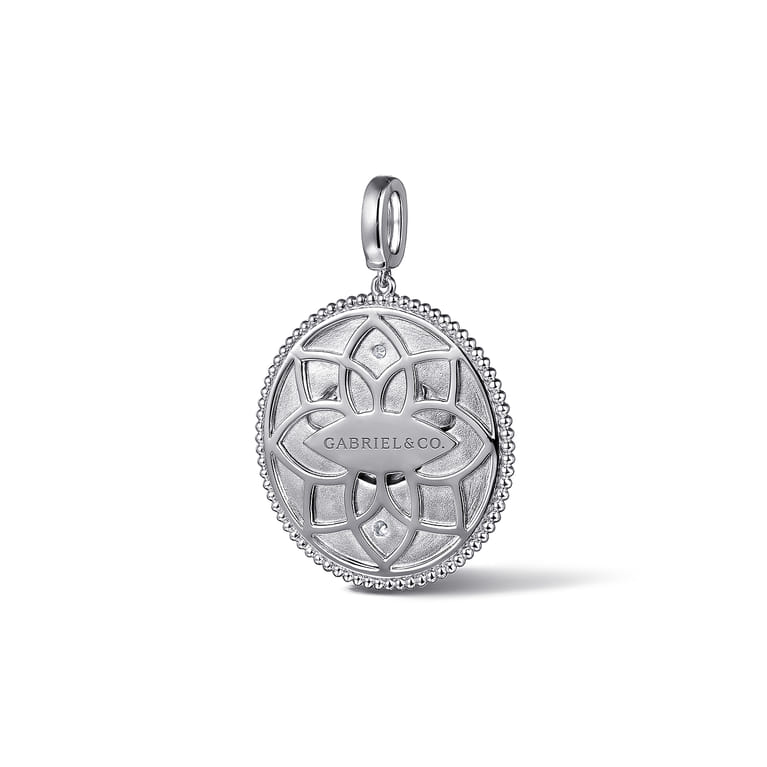 925 Sterling Silver White Sapphire Bujukan Cancer Medallion Pendant With Detachable Bail - Shot 2