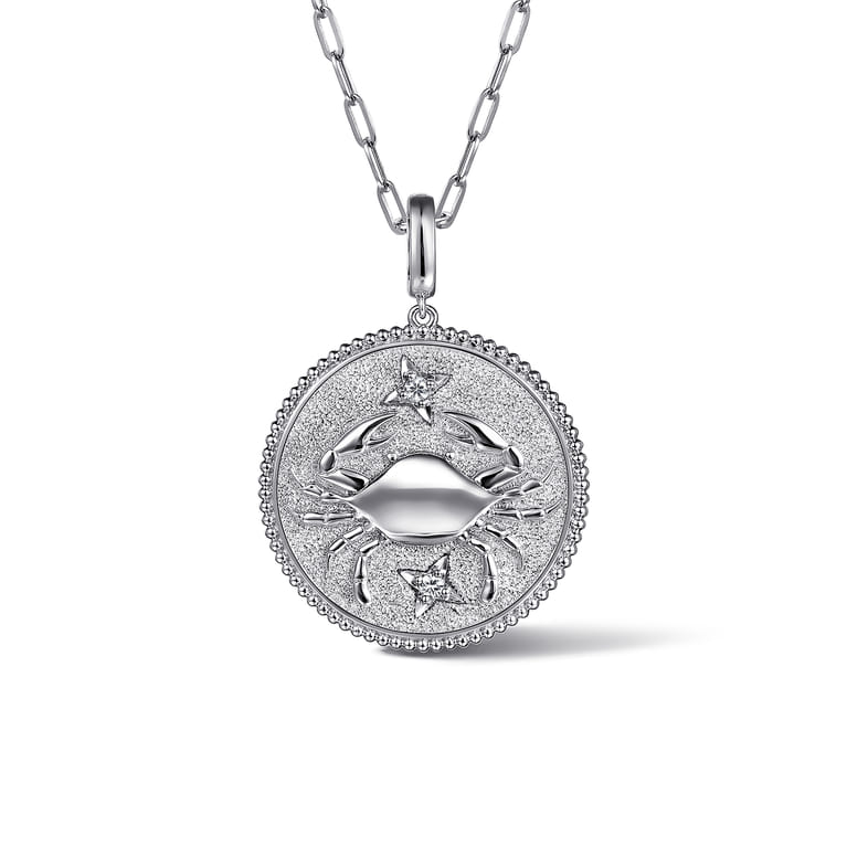 925 Sterling Silver White Sapphire Bujukan Cancer Medallion Pendant With Detachable Bail - Shot 3