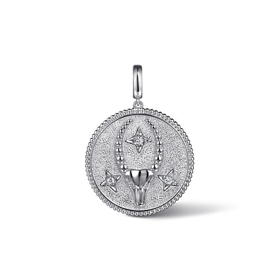 925 Sterling Silver White Sapphire Bujukan Capricorn Medallion Pendant
