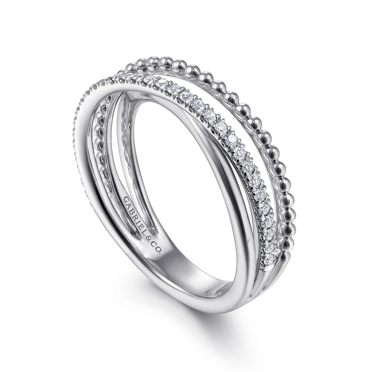 925 Sterling Silver White Sapphire Bujukan Criss Cross Ring - Shot 3